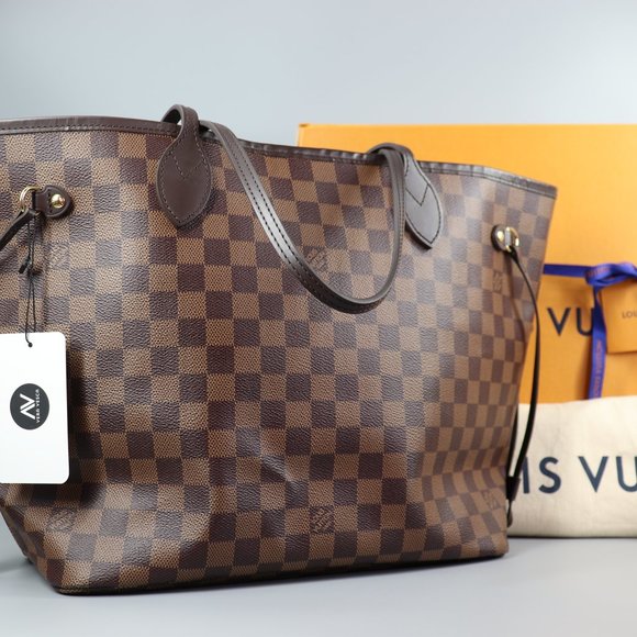 LOUIS VUITTON Damier Ebene Neverfull MM Tote Bag N51105 LV Auth bs2487